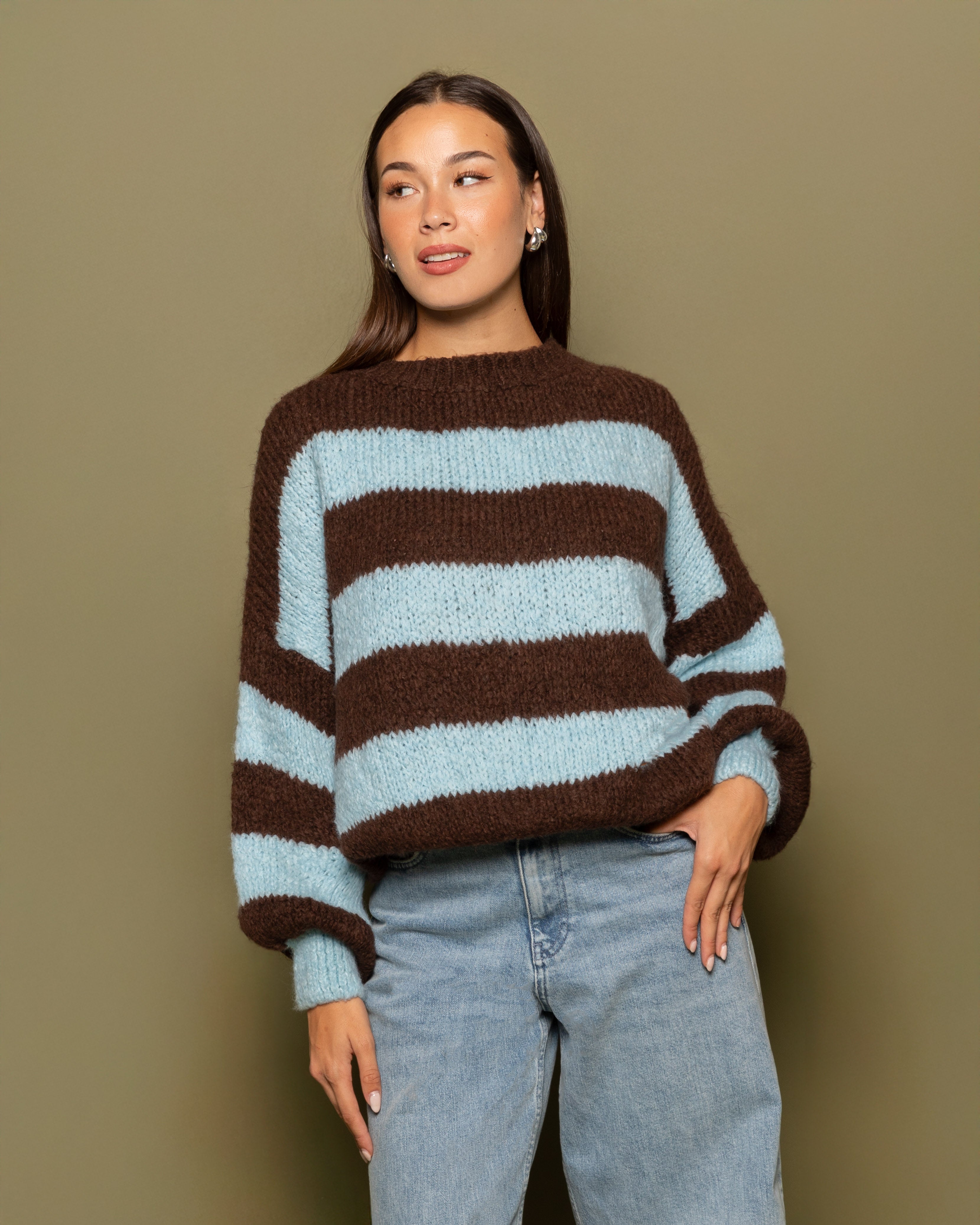 JAMIE STRIPE KNIT LICHTBLAUW