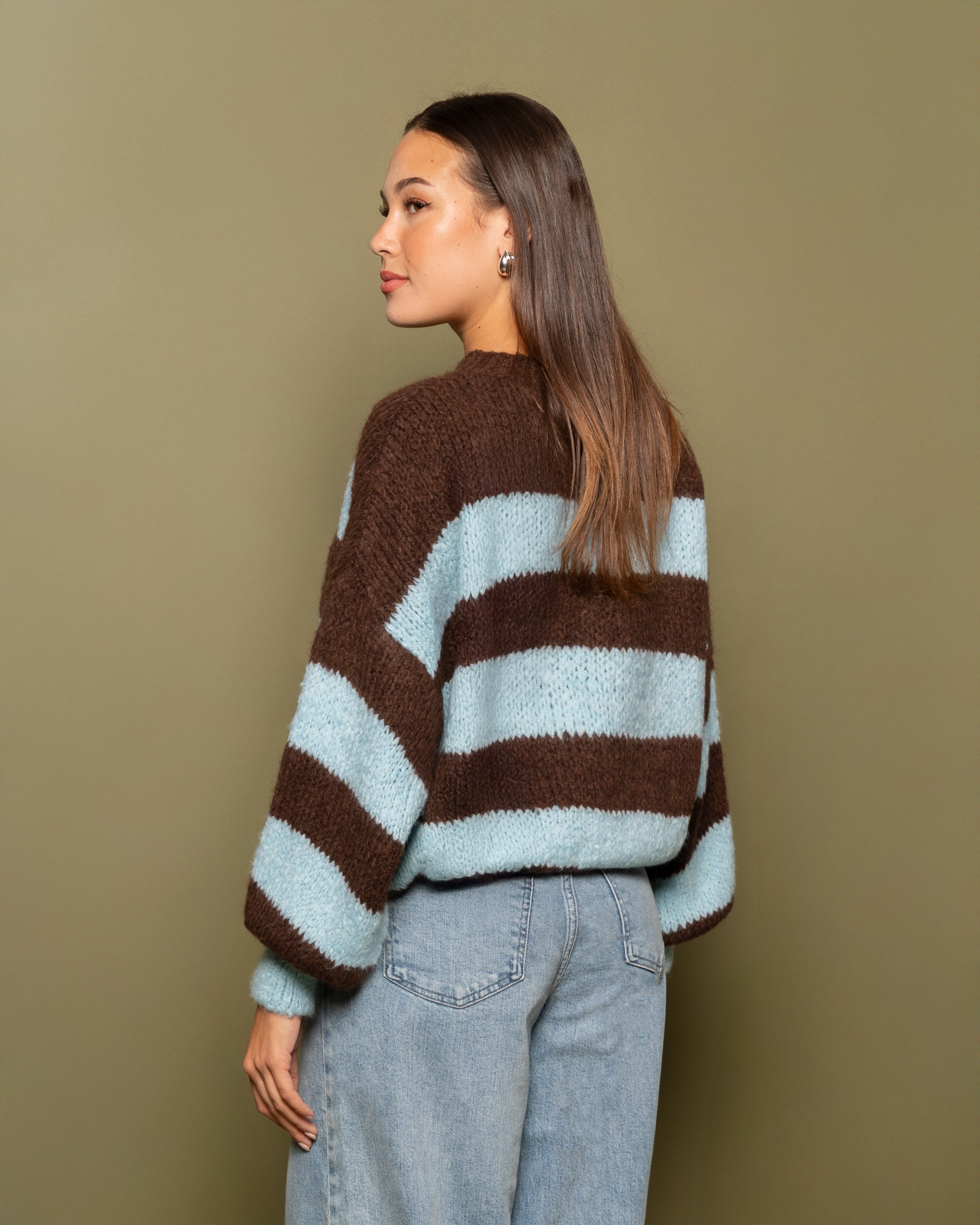 JAMIE STRIPE KNIT LICHTBLAUW