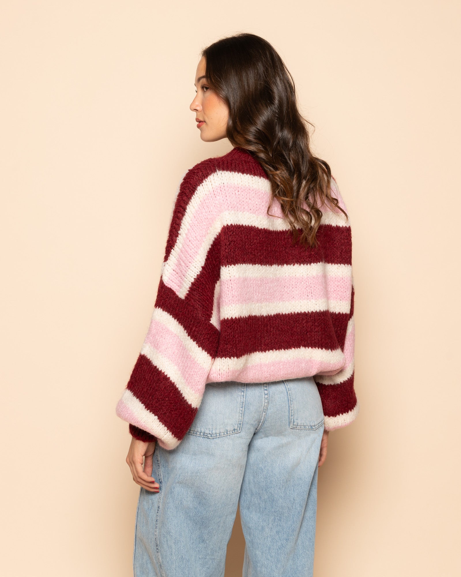 JAMIE MULTI STRIPE KNIT BURGUNDY
