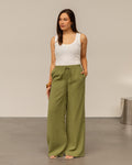 EMMY STRAIGHT LEG PANTS PETITE OLIJFGROEN