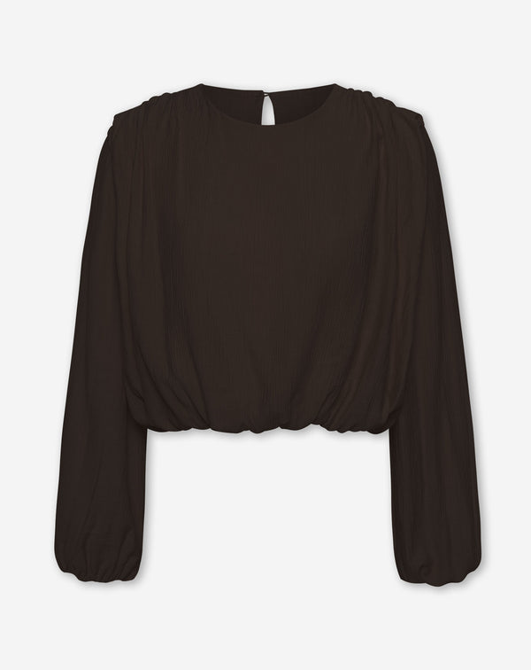 VIVI STRUCTURE LONG SLEEVE TOP DONKERBRUIN