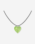 BIG GLASS HEART NECKLACE GREEN