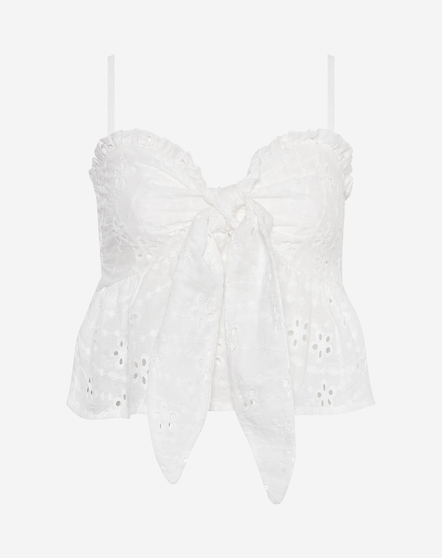 BRODERIE BOW CAMI TOP WIT