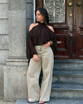 CHIFFON OPEN SHOULDER TOP BRUIN