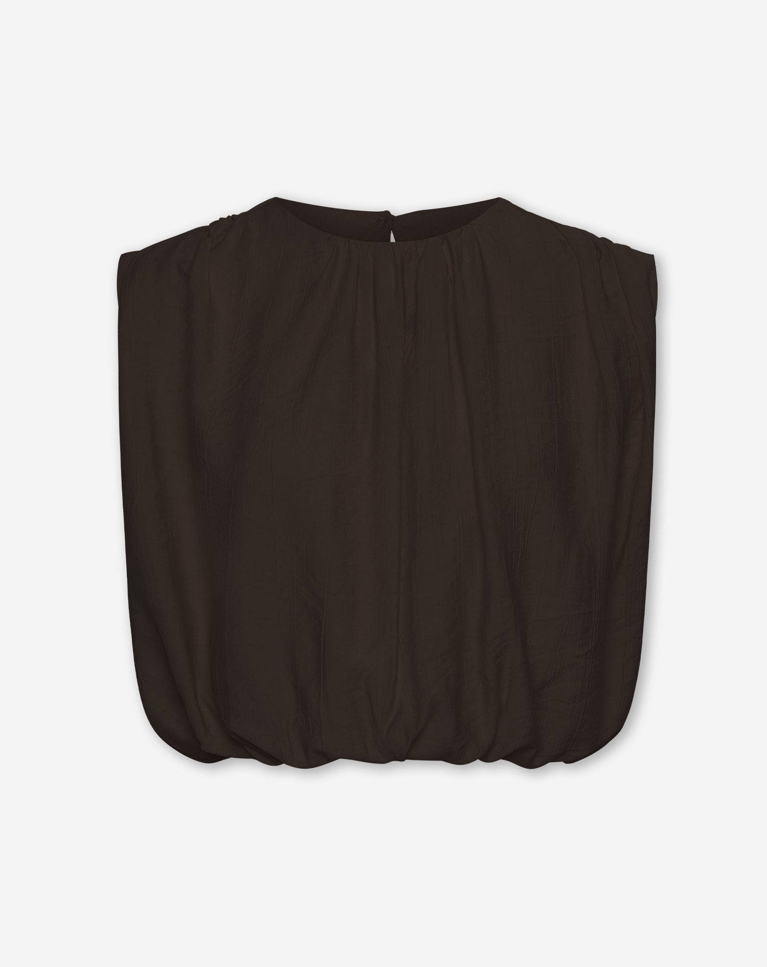 VIVI STRUCTURE BUBBLE HEM TOP DONKERBRUIN