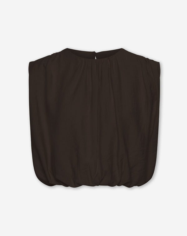 VIVI STRUCTURE BUBBLE HEM TOP DONKERBRUIN