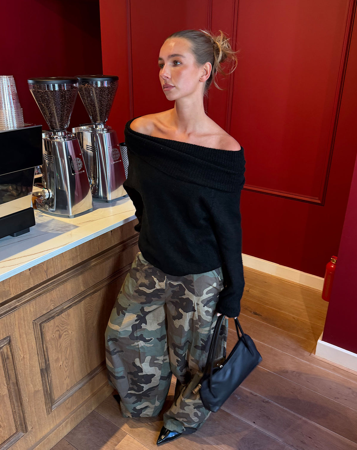 CINTA OFF SHOULDER KNIT ZWART
