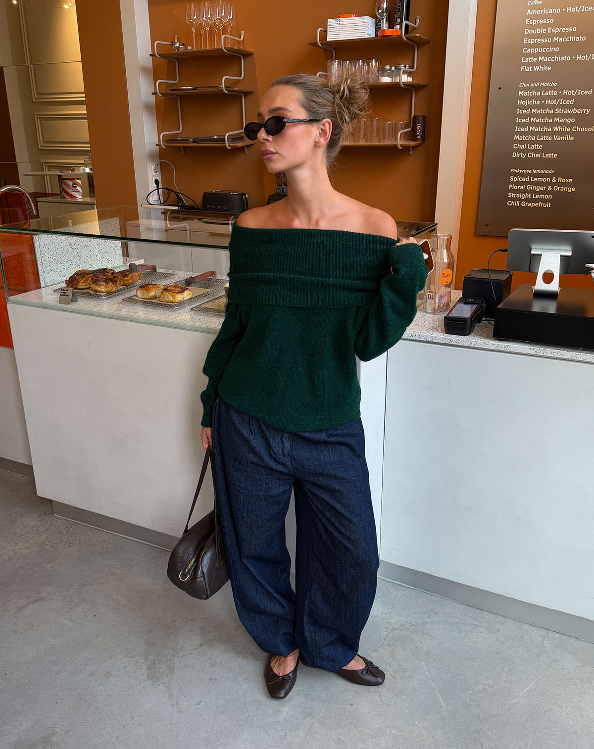 CINTA OFF SHOULDER KNIT GROEN
