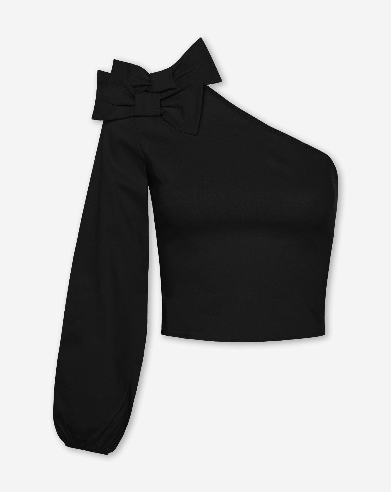 ONE SLEEVE BOWS TOP BLACK