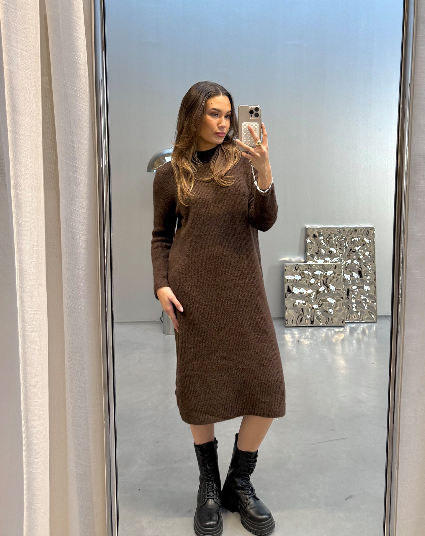 FIA KNITTED DRESS BROWN