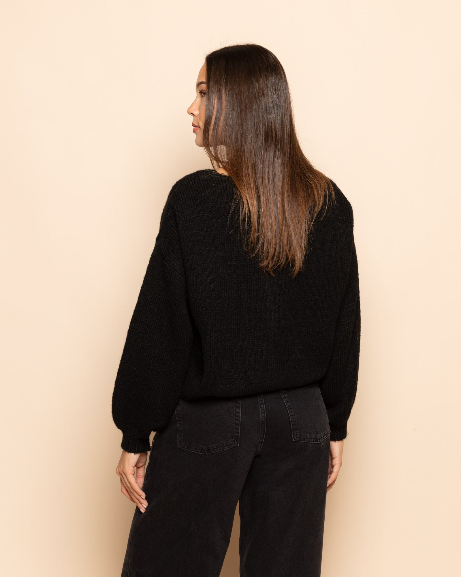 JOLIE V-NECK CARDIGAN ZWART