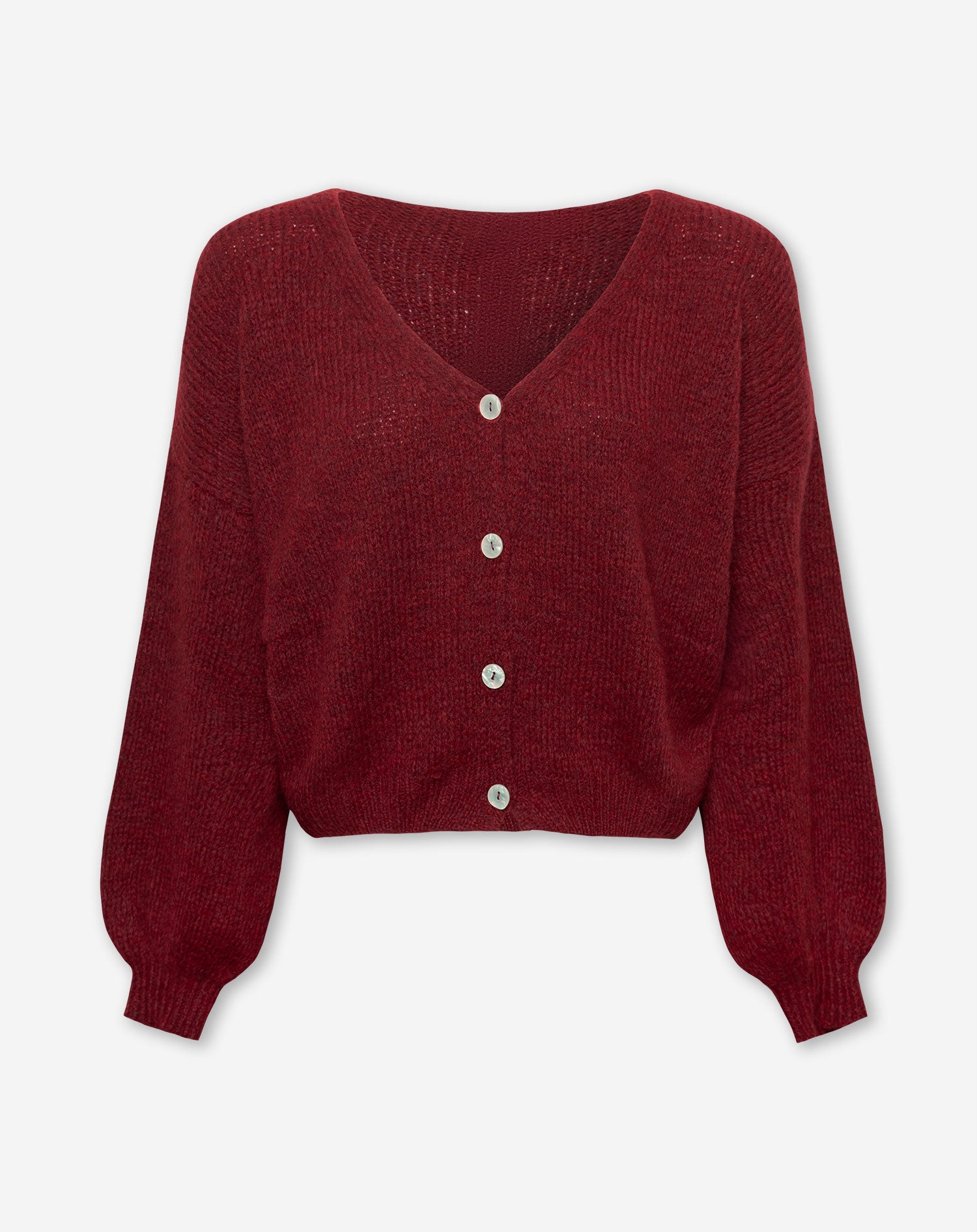 JOLIE V-NECK CARDIGAN BORDEAUX