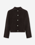 KNITTED POLO CARDIGAN DARK BROWN