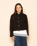 KNITTED POLO CARDIGAN DARK BROWN