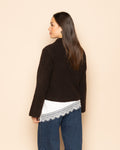 KNITTED POLO CARDIGAN DARK BROWN