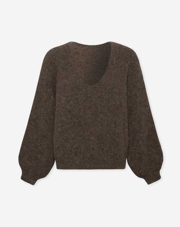 VICKY V-NECK KNIT BROWN
