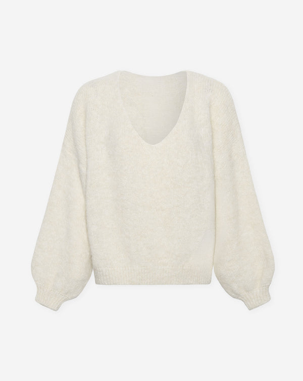 VICKY V-NECK KNIT CREAM