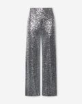 SEQUINS STRAIGHT LEG PANTALON PETITE SILVER