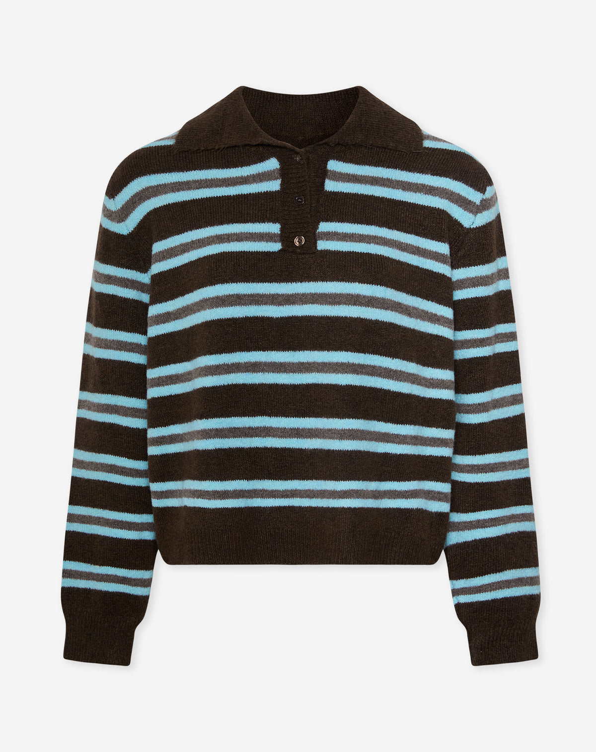 STRIPE KNITTED POLO BROWN