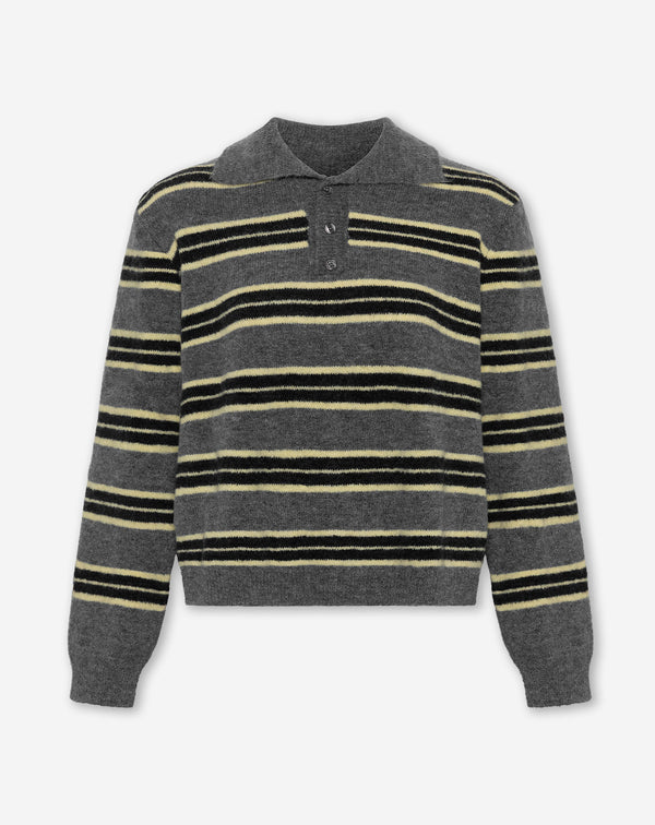 STRIPE KNITTED POLO BOTERGEEL
