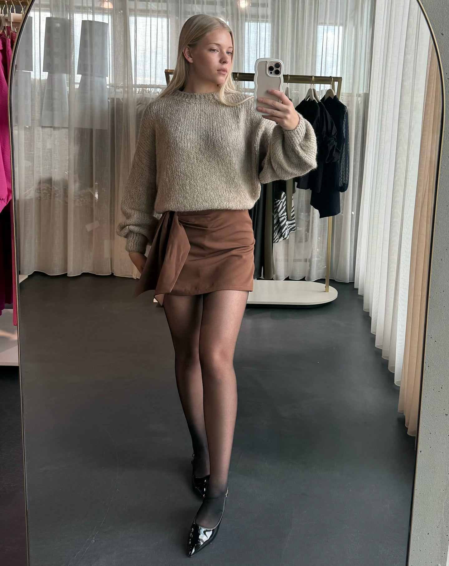 AUDREY FLAP SKIRT BROWN