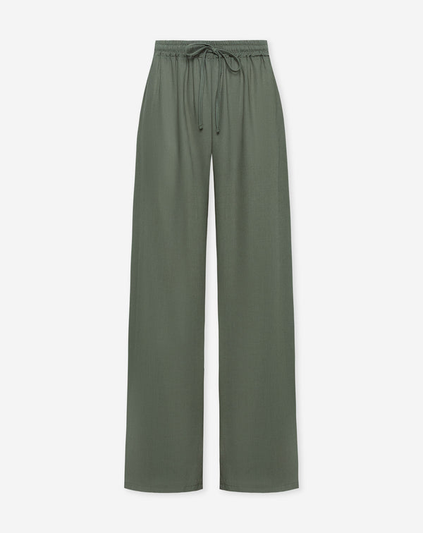 LINDE STRAIGHT LEG PANTS OLIJFGROEN