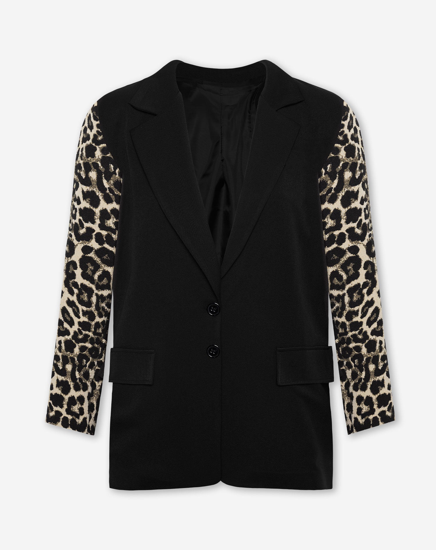 LEOPARD JACQUARD SLEEVE BLAZER BEIGE