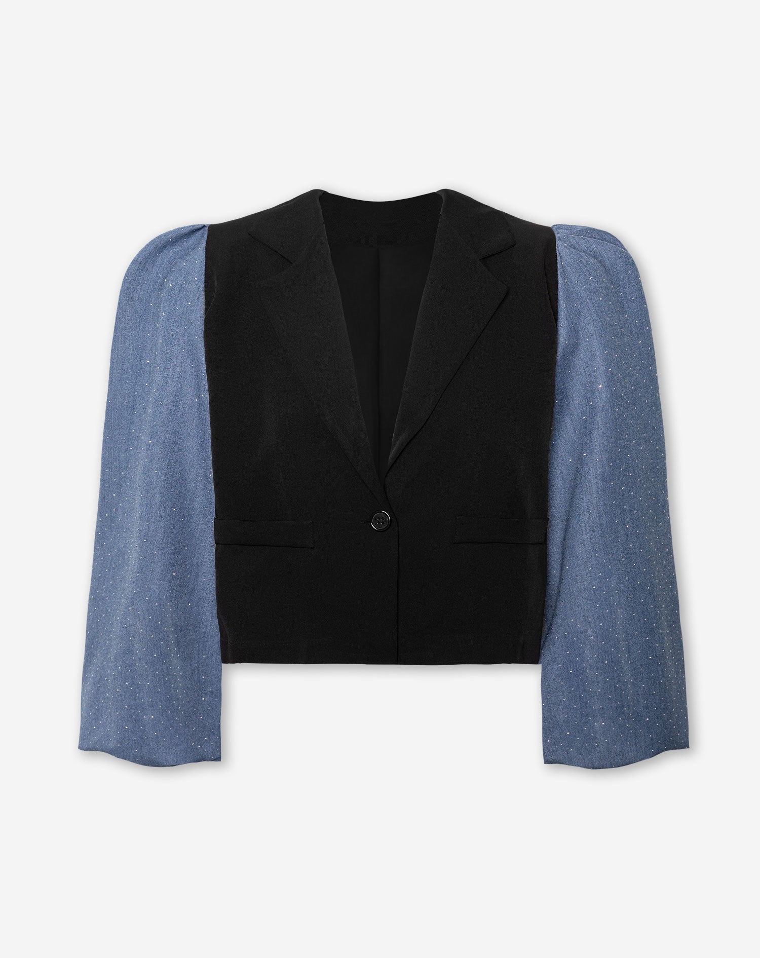 DENIM DIAMOND SLEEVE BLAZER