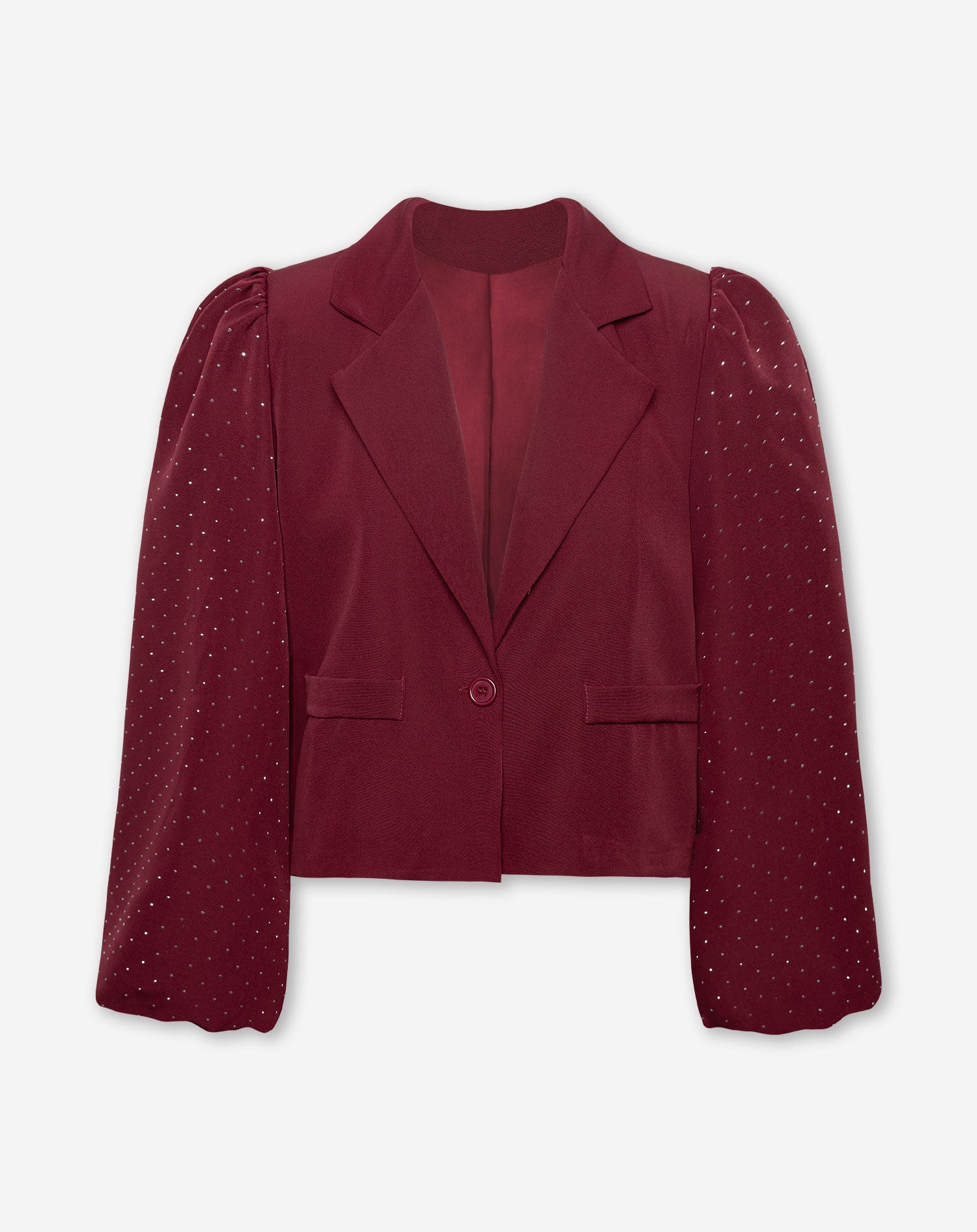 DIAMOND PUFF LONG SLEEVE BLAZER BORDEAUX