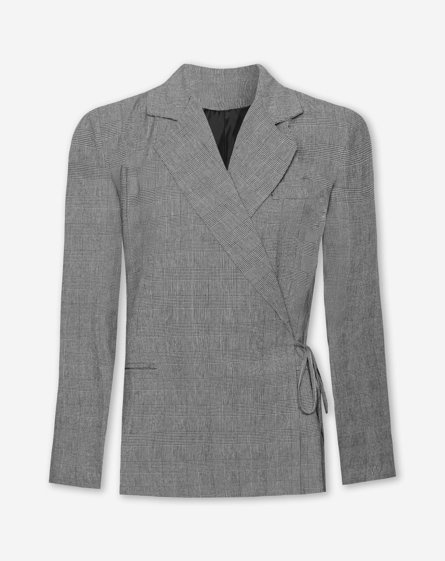 ESMAY CHECK WRAP UP BLAZER GREY