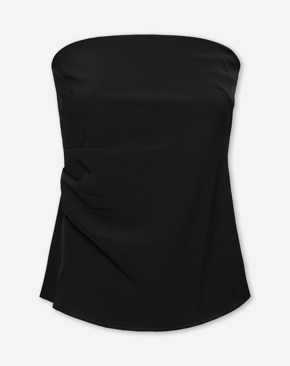 Strapless Cut Out Detail Ruched Top - Black