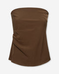 STRAPLESS RUCHED TOP BROWN