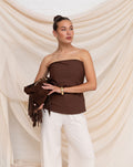 STRAPLESS RUCHED TOP BROWN