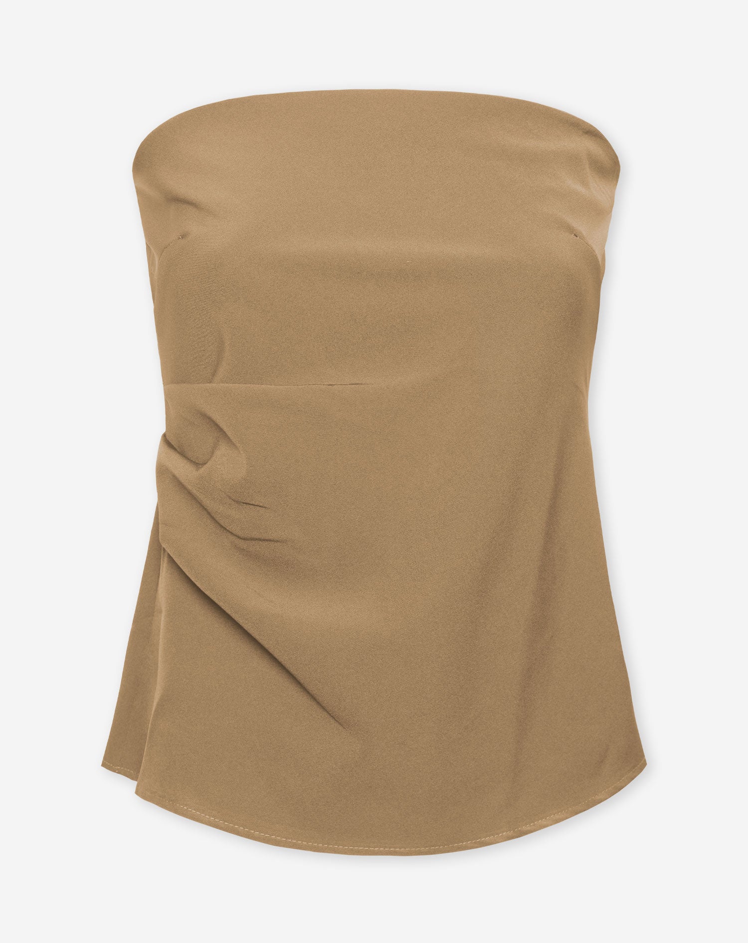 STRAPLESS RUCHED TOP CAMEL