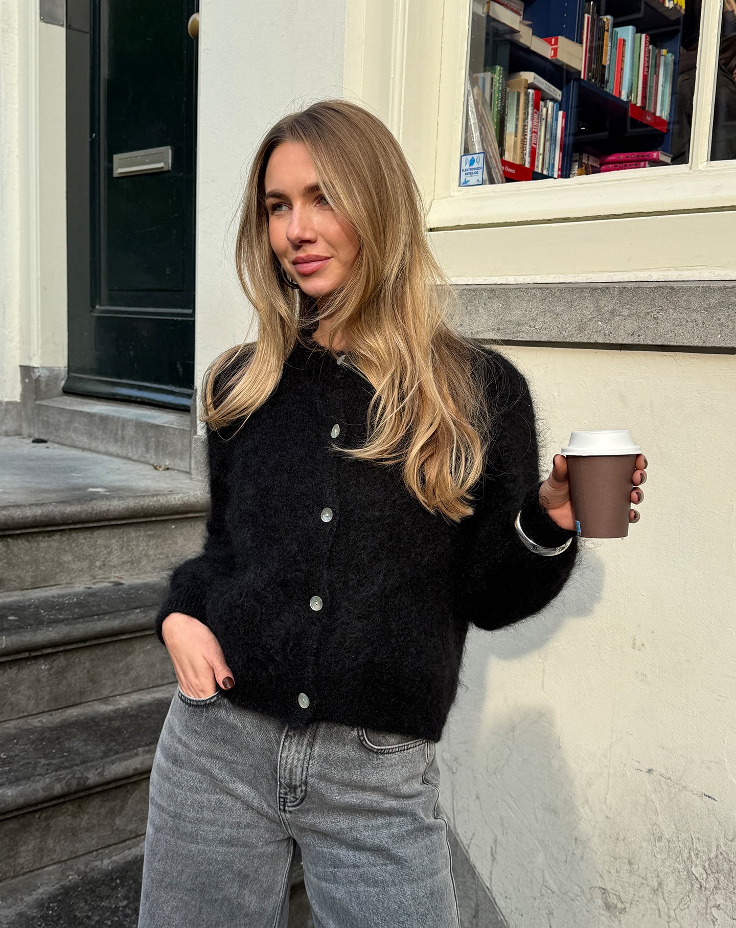 MOHAIR CARDIGAN ZWART