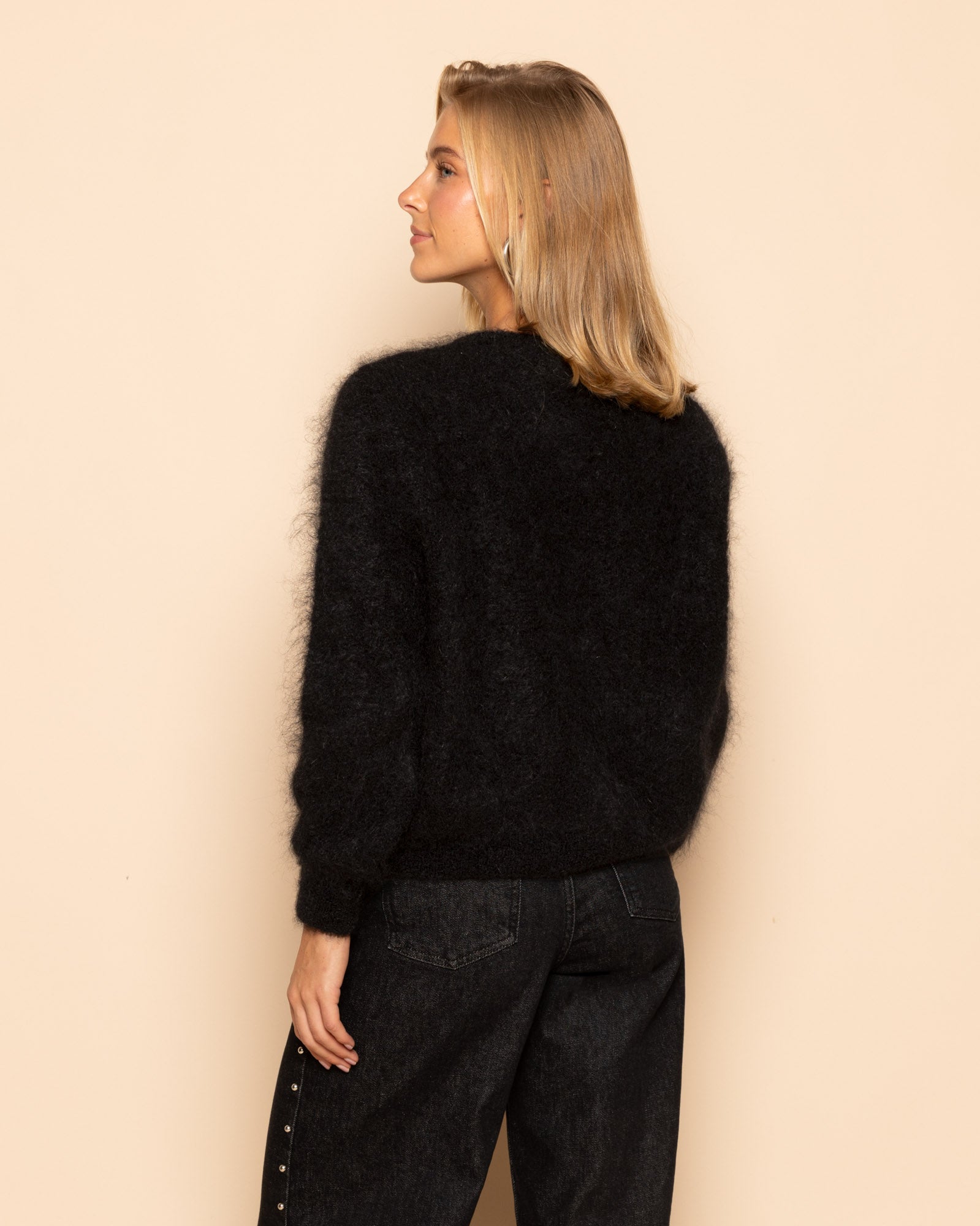 MOHAIR CARDIGAN ZWART