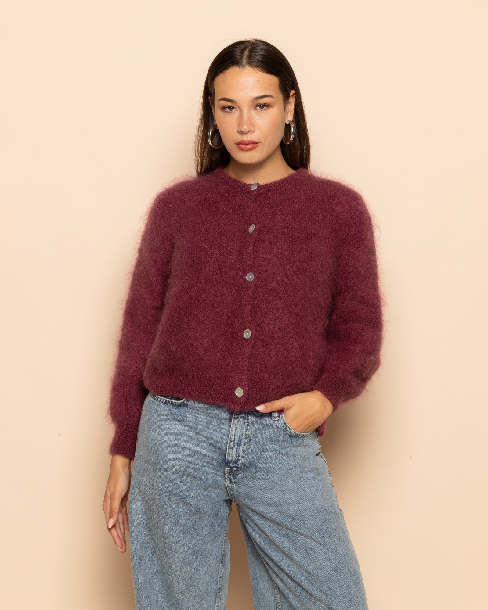 MOHAIR CARDIGAN CHERRY