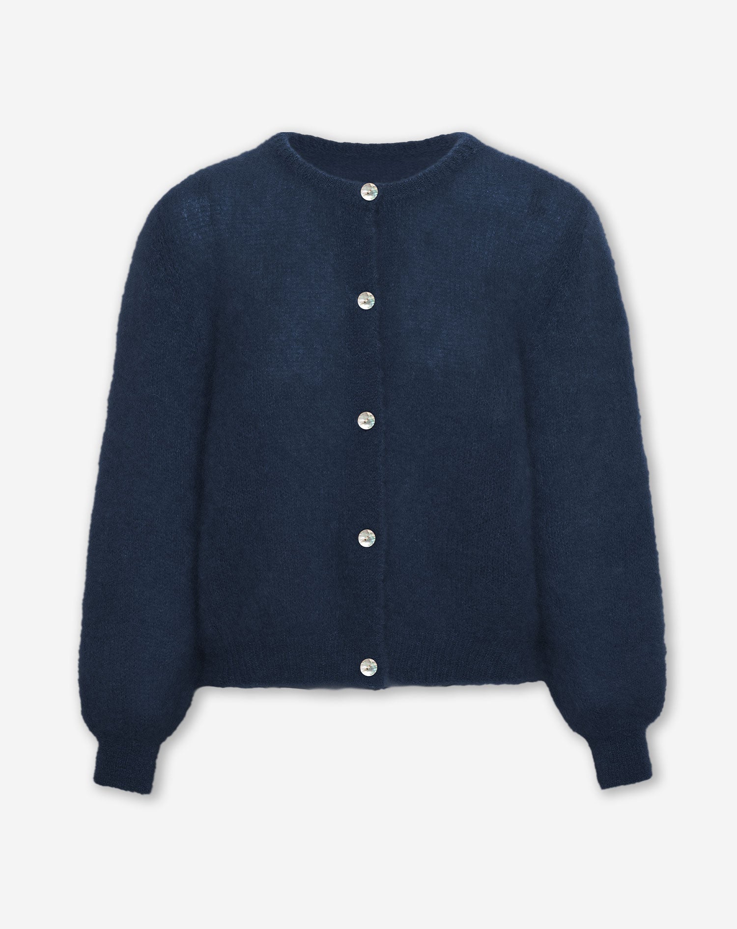 MOHAIR CARDIGAN MARINEBLAUW