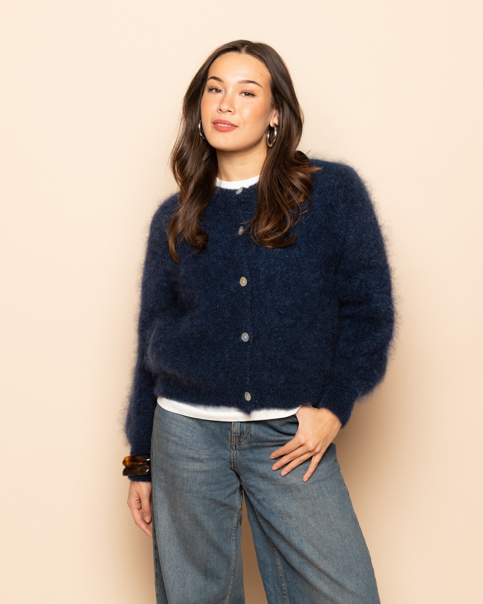 MOHAIR CARDIGAN NAVY | Most Wanted