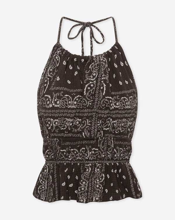 BANDANA MOUSSELINE HALTER TOP BRUIN
