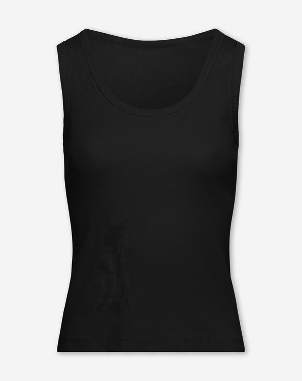 RIBBED SINGLET ZWART