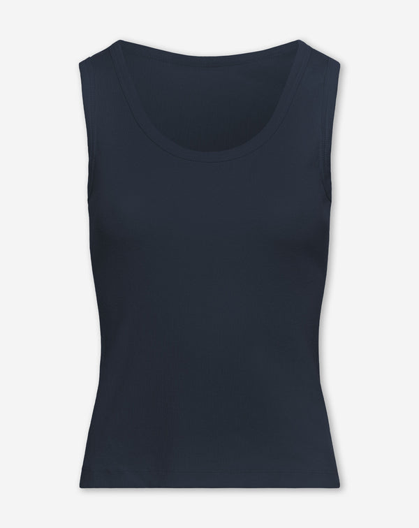 RIBBED SINGLET MARINEBLAUW