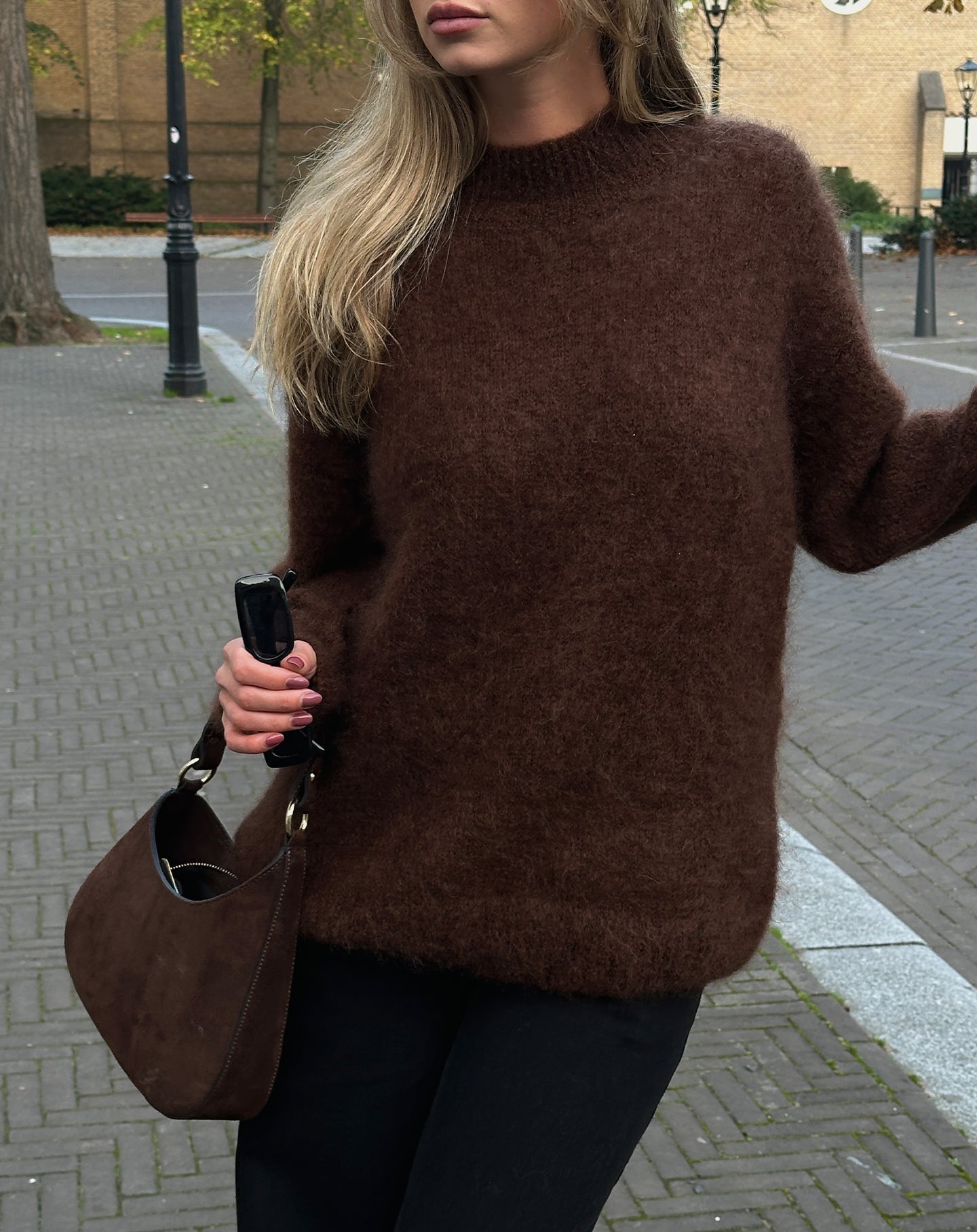 LEAH MOHAIR KNIT BROWN