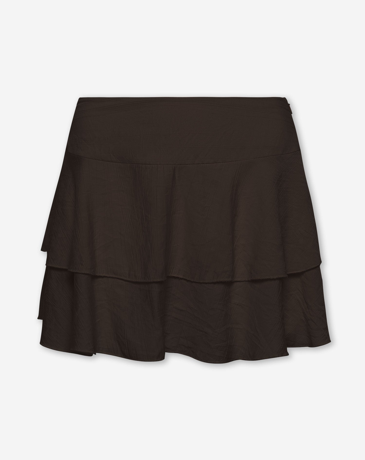 VIVI STRUCTURE RUFFLE SKIRT DONKERBRUIN