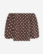 DOT OFF SHOULDER PUFF SLEEVE TOP BRUIN