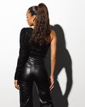 SEQUINS ONE SHOULDER TOP BLACK