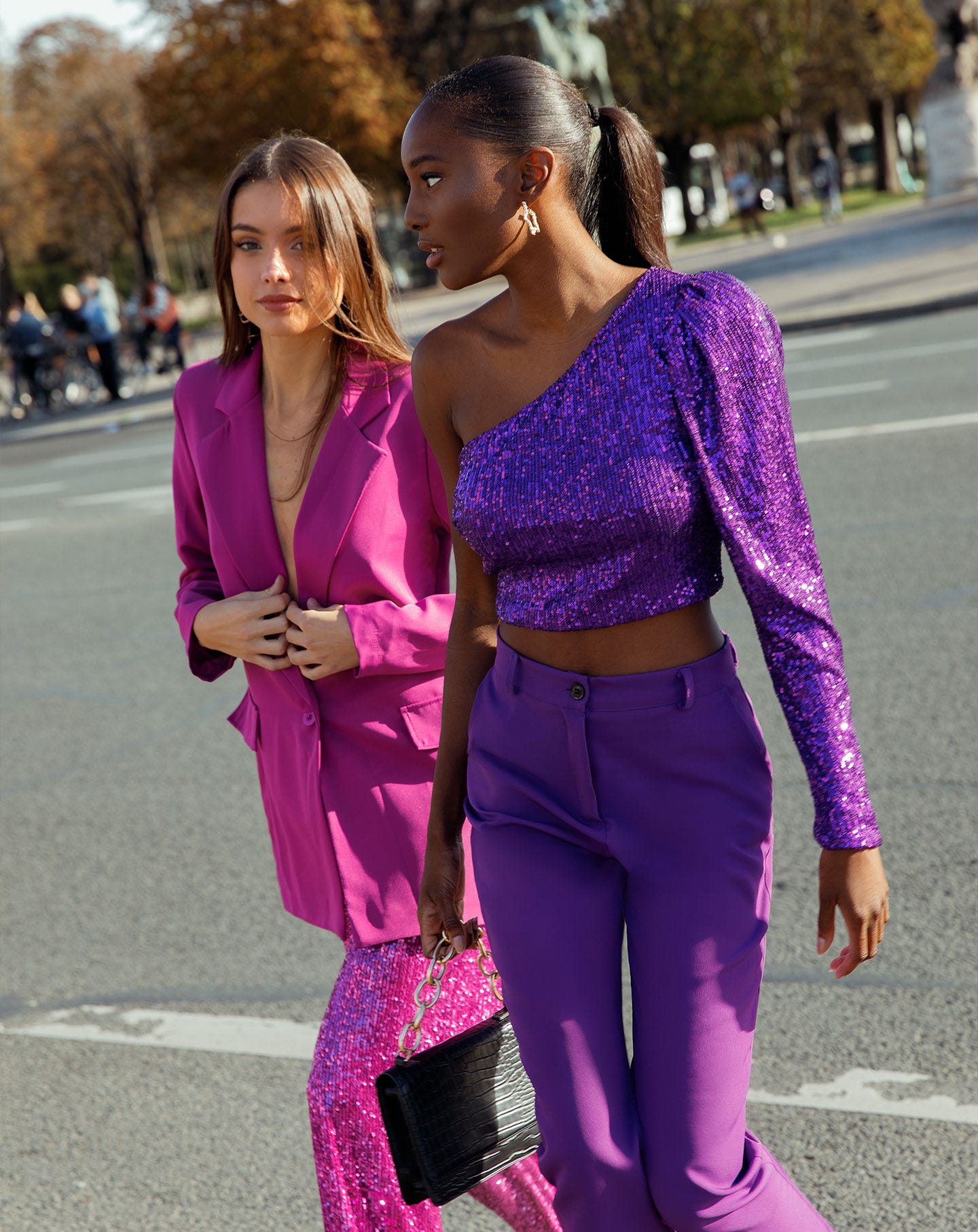 One shoulder purple online top