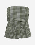 CHECK PEPLUM TOP GROEN