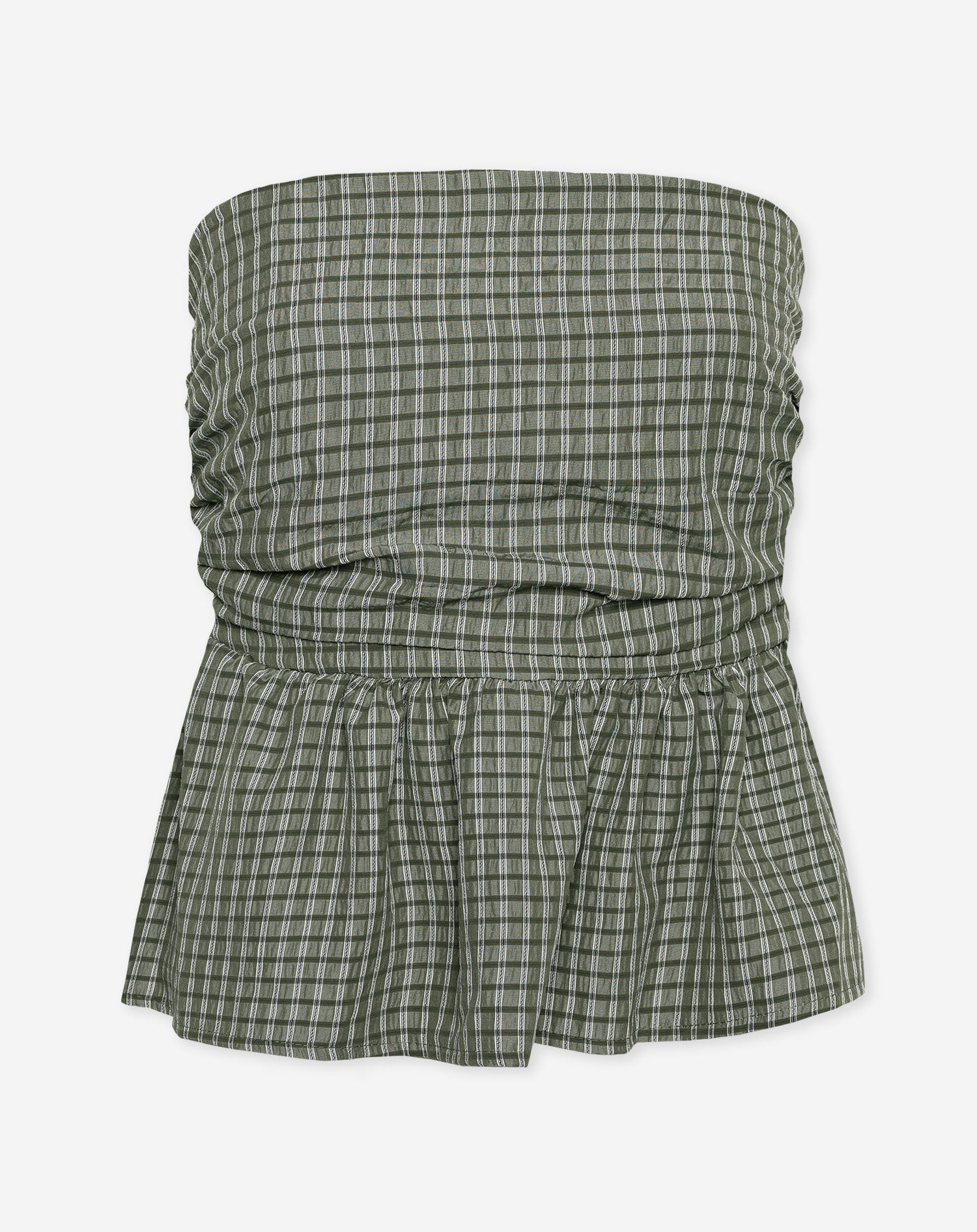 CHECK PEPLUM TOP GROEN
