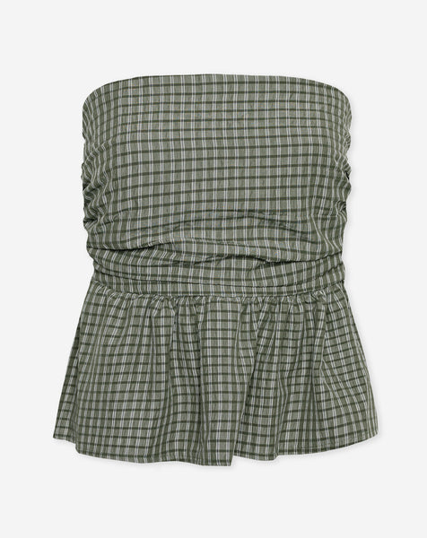 CHECK PEPLUM TOP GROEN | Most Wanted